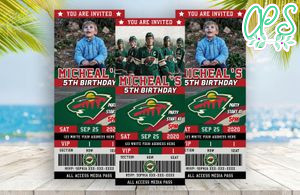 Editable Minnesota Wild Birthday Ticket Invite Instant Download