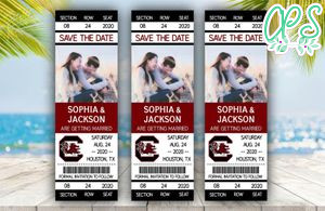 Editable South Carolina Gamecocks Save The Date Wedding Engagement Announcement Ticket Invitation Instant Download