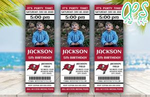 Tampa Bay Buccaneers Birthday Ticket With Photo Invitation Instant Download