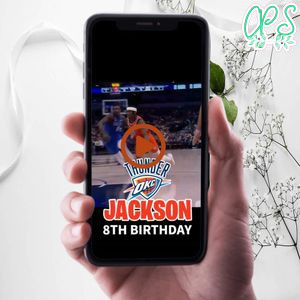 Oklahoma City Thunder Birthday Video Invitation Digital Template Customizable Instant Download