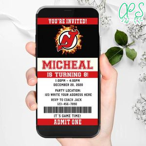 Electronic New Jersey Devils Birthday Invitation Instant Download
