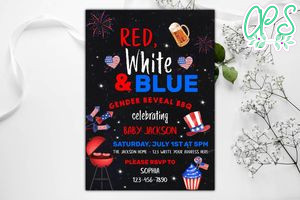 Printable 4th of July Gender Reveal Invitation Instant Download