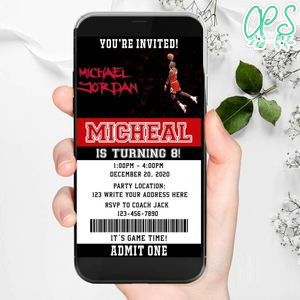 Electronic Michael Jordan Jordan Ticket Electronic Invite Birthday Invitations DIY