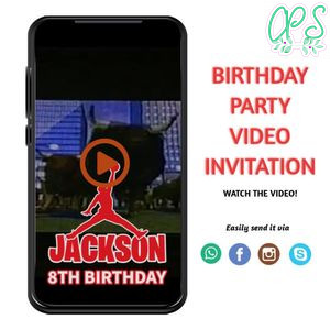 Michael Jordan Birthday Video Invitation Digital Template Customizable Instant Download