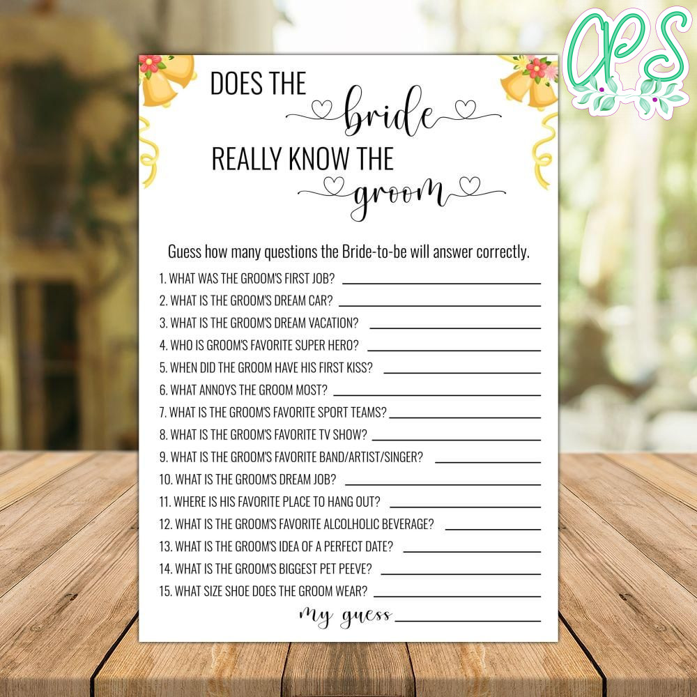 How Well Does The Bride Know The Groom Bridal Shower Game DIY