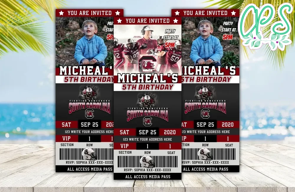 South Carolina Gamecocks Ticket Birthday Editable Template Instant