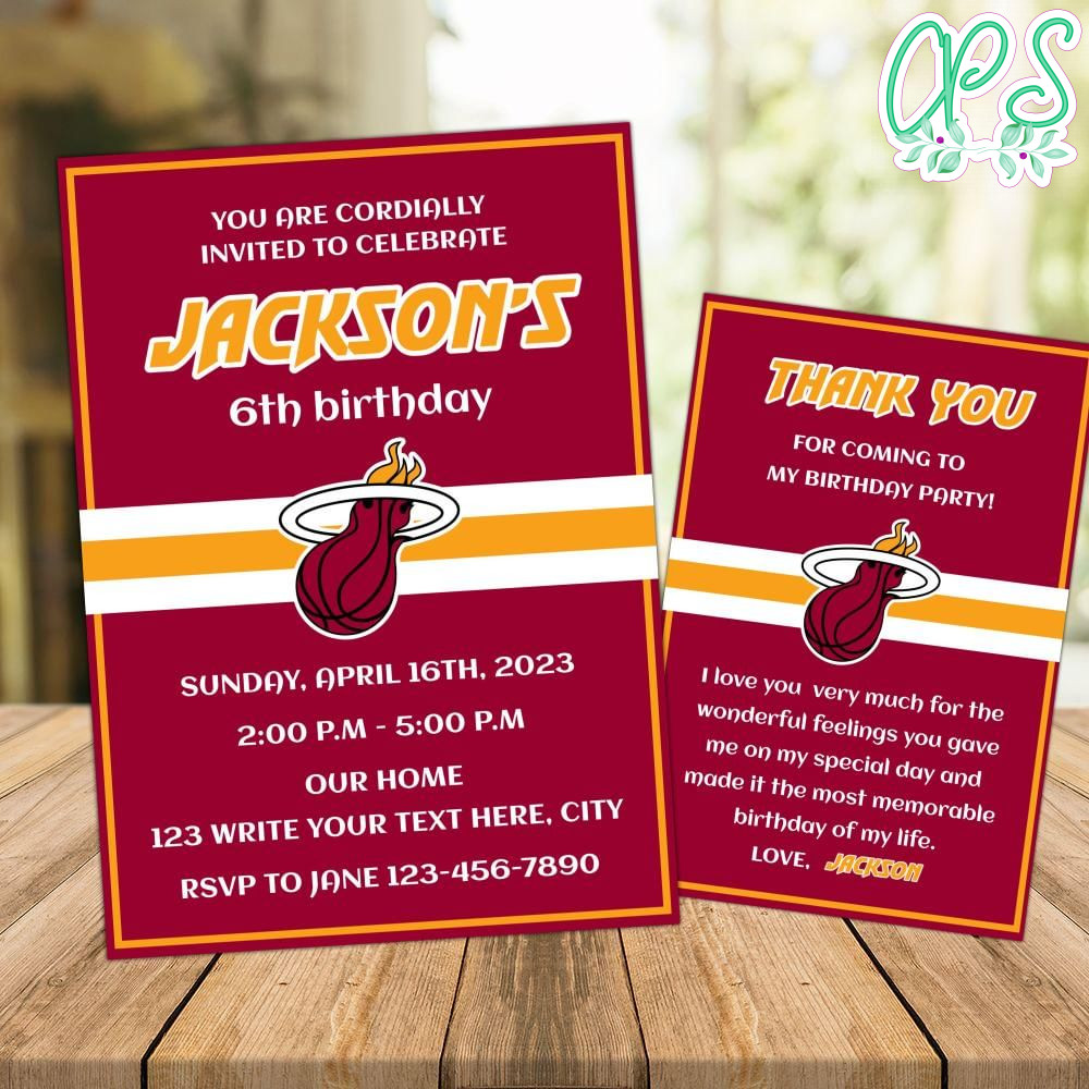 Miami Heat Party Invitations Instant Download CustomPartyShirts Studio