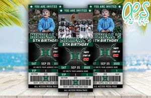 Hawaii Rainbow Warriors Ticket Birthday Editable Templates Instant Download