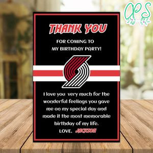 Portland Trail Blazers Thank you card Instant Download