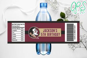 Printable Florida State Seminoles Water Bottle Labels Instant Download