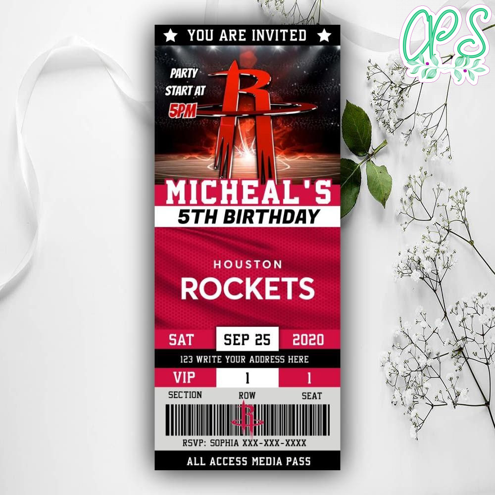Printable Westbrook Houston Rockets Birthday Invitation DIY CustomPartyShirts Studio