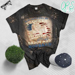 Truck Driver US Flag Daddy or Husband Gift Bleached T-Shirt