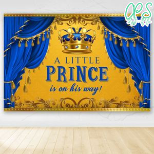 Royal Blue Prince Boy Baby Shower Backdrop Printable Instant Download
