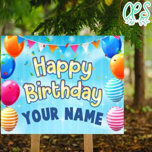 Customizable Happy Birthday Yard Sign Digital File Template Instant Download