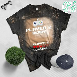 Player 2 Player 3 Loading Retro Gaming Baby Announcement Bleached Shirt