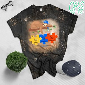 Otter sloth Support Educate Advocate Autism Awareness Bleached Shirt