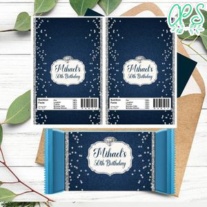 Denim and diamond Candy Bar Wrapper Digital File Printable Instant Download