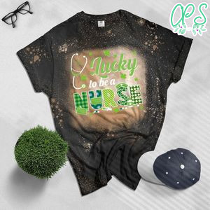 Lucky To Be A Nurse Shamrock Plaid St Patricks Day Bleached Shirt