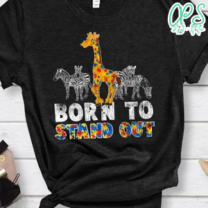 Autism Awareness Shirt Boys Born To Stand Out Giraffe Puzzle Shirt