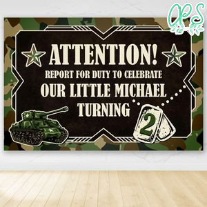 Army Tank Birthday Party Banner Backdrop Printable Instant Download