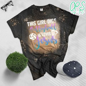 This Girl Digs Volleyball & Jesus Teen Christian Gift Bleached T-Shirt