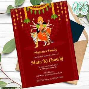 Mata chowki Invitation Template to Print at Home Instant Download