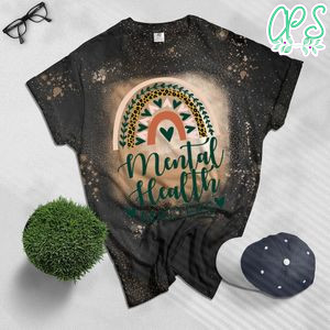 Mental Health Matters Leopard Print Boho Rainbow Awareness Bleached Shirt