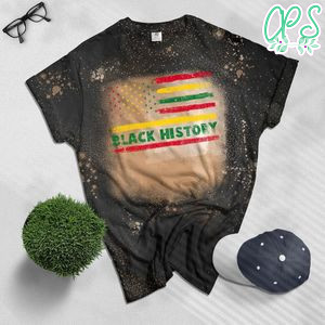 Black History In USA Flag Month African American Bleached Shirt
