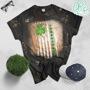 St. Patricks Day Irish American Flag Bleached Shirt