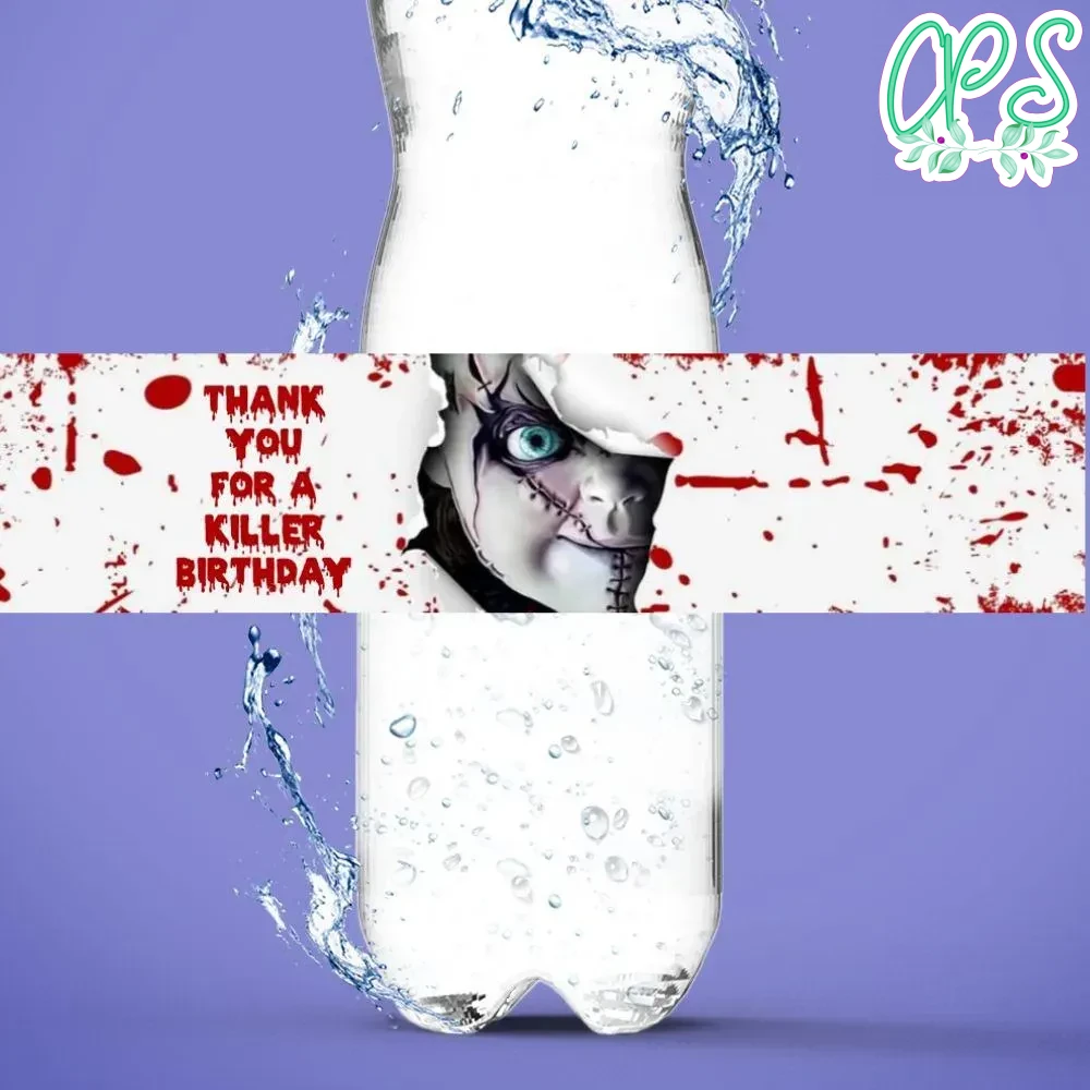 Chucky Birthday Water Bottle Label Template DIY | CustomPartyShirts