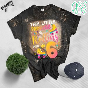 Roller Skate 6th Birthday Bleached Shirt 6 Year Old Girl Party Outfit Bleached Shirt