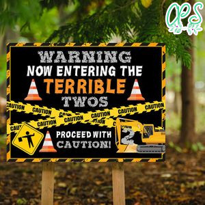 Construction Terrible Two Birthday Yard Sign Printable Instant Download