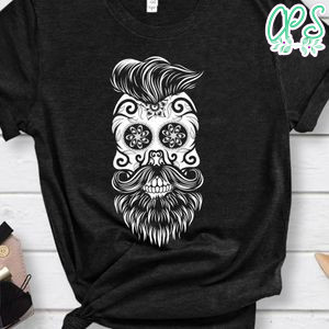 Day of The Dead Sugar Skull Beard Dia De Los Muertos Men T-Shirt
