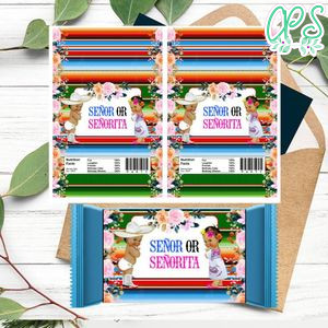 Senorita Gender Reveal Candy Bar Wrapper Digital File Printable Instant Download