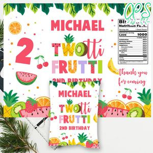 Twotti frutti Birthday Party Chip Bag Digital File Instant Download