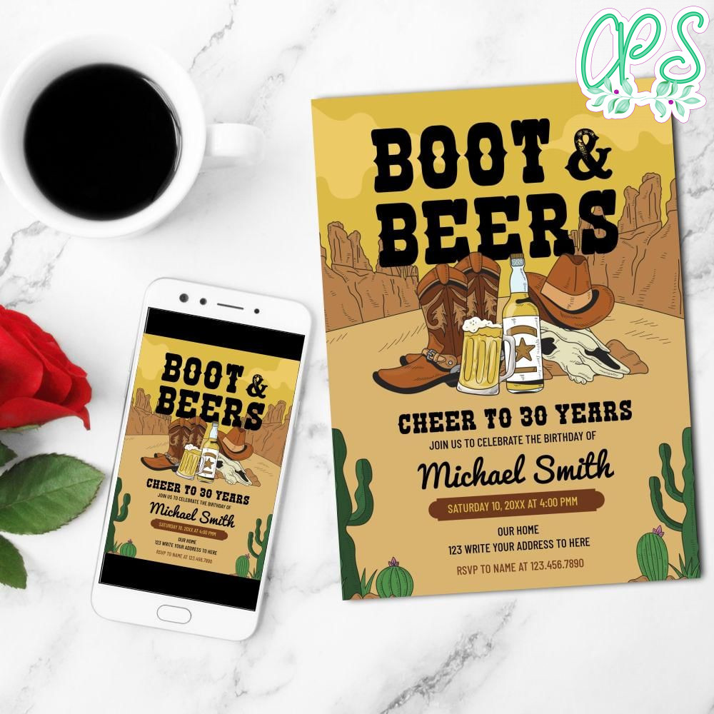 Boots and Beers Invitation Customizable Template Instant Download ...