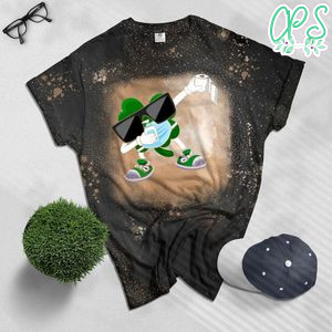 Dabbing Shamrock In A Mask St Patrick's Day Dab Bleached Shirt
