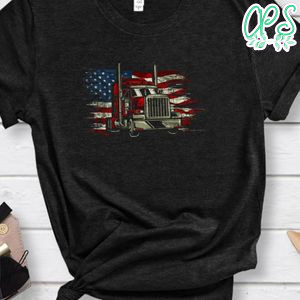 US Trucking US flag with Truck T-Shirt