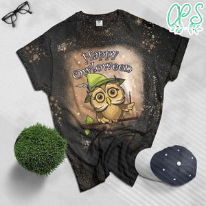Happy Owloween Bleached T-Shirt