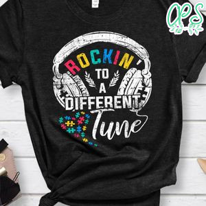 Autism Shirt Rockin' To A Different Tune Headphones Tee Shirt Gift