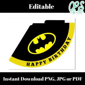 Batman Birthday Party Hat Template Customizable Instant Download