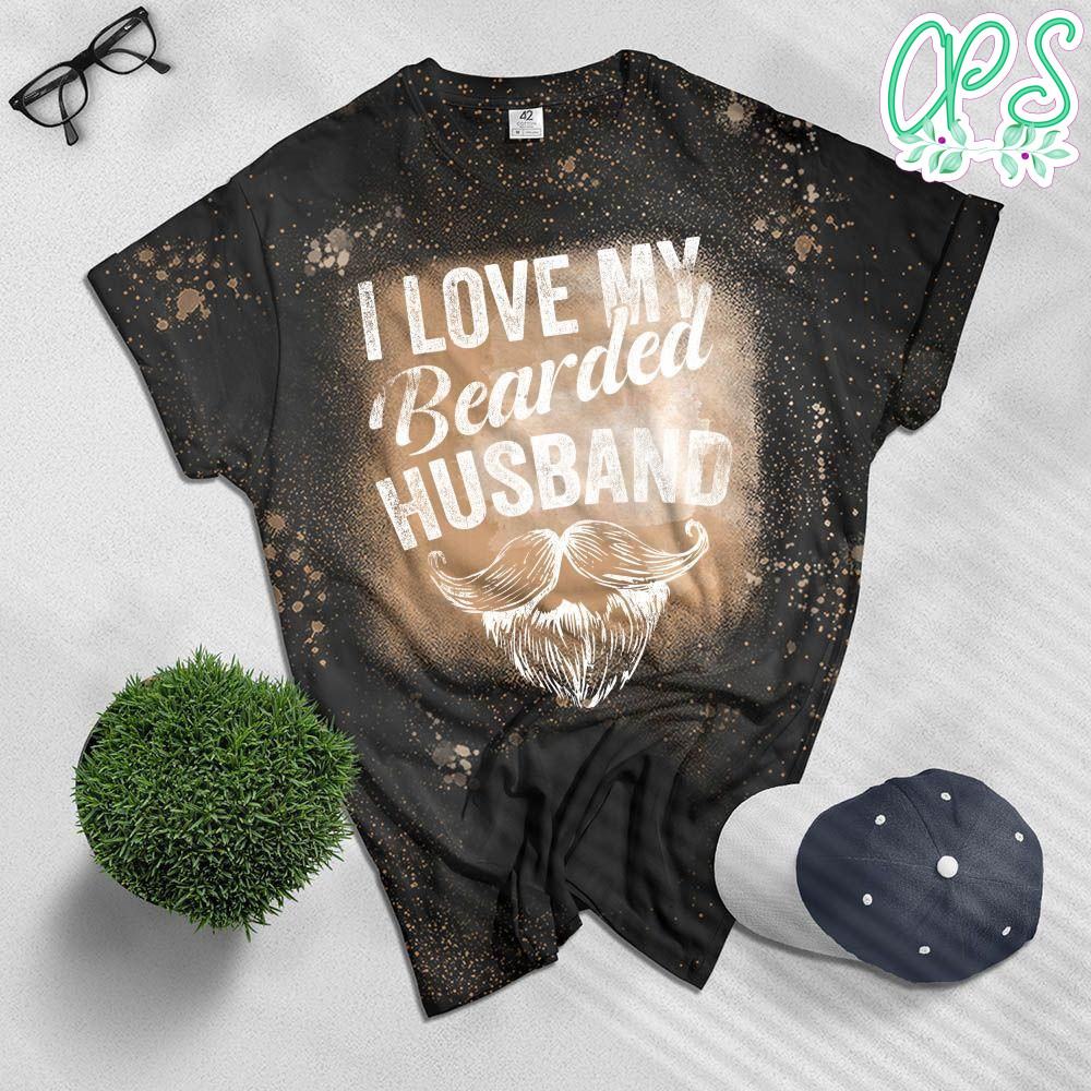 I Heart Love My Beard Husband Couple Women Bleached T-Shirt