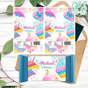Pop It Rainbow Candy Bar Wrapper Digital File Printable Instant Download