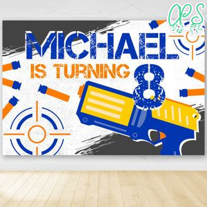 Dart Gun Birthday Party Banner Backdrop Printable Instant Download