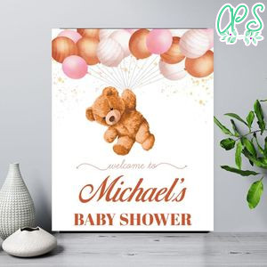 Teddy Bear Baby Shower Welcome Sign Customizable Template Instant Download
