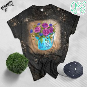 Retired Est. 2020 Women Retirement Flower Floral Gift Bleached T-Shirt