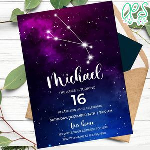 Zodiac Aries Birthday Flyer Customizable Template Instant Download