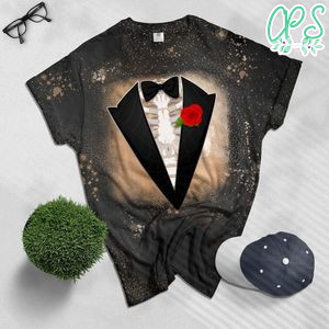 Skeleton Tuxedo Halloween Bleached T-Shirt