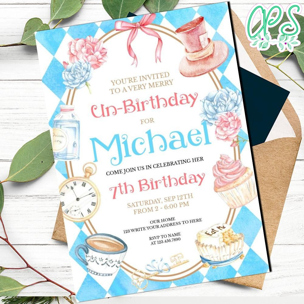 Unbirthday Invitation Customizable Template Instant Download