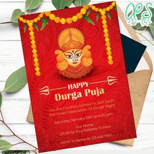 Durga puja Invitation Customizable Template Instant Download